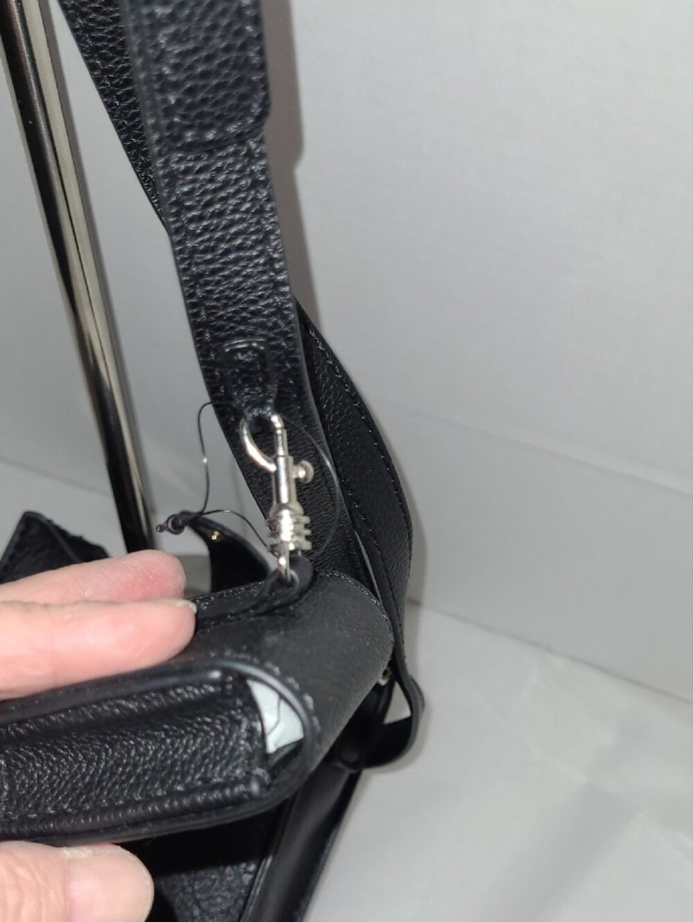 Black Crossbody Phone Bag with Detachable Strap - Picture 8 of 8